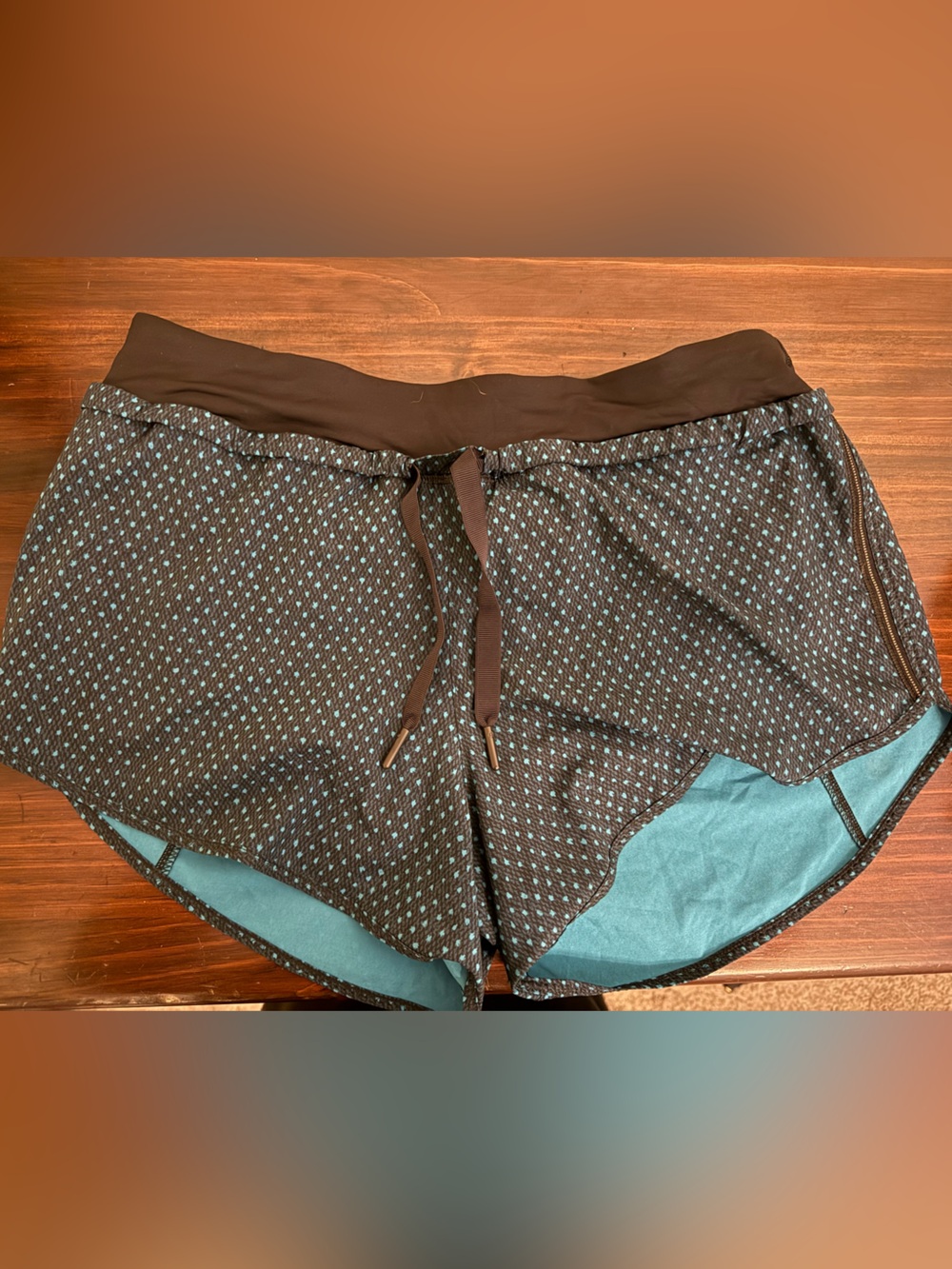 lululemon athletica Black & Teal Patterned Running Shorts